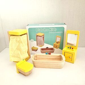 Dollhouse Wiid Furniture Bathroom Set Pidoko Kids Shower Tub Toilet Vanity